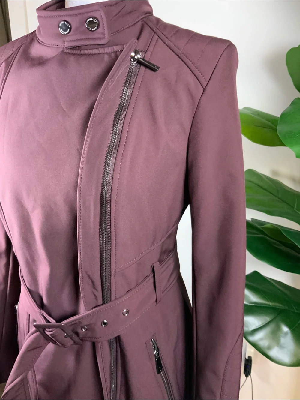 Kenneth Cole Mauve Belted Trench Coat